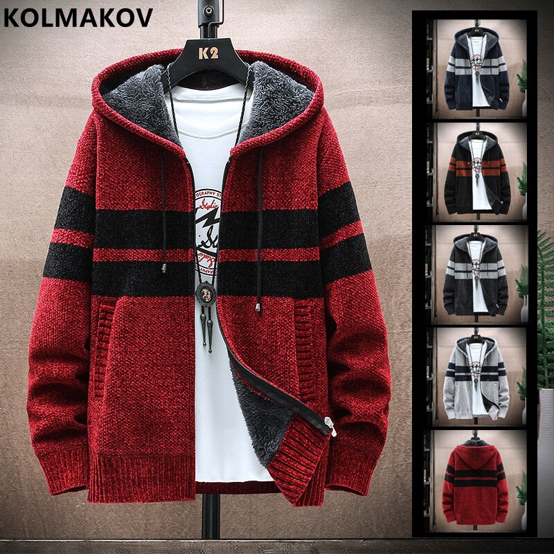 2022 Autumn/Winter New Men&s Classic Fashion Sweater With Fleece and Thick Warm Men Slim Loose Large Size High Quality Coat 4XL